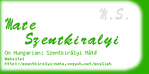 mate szentkiralyi business card